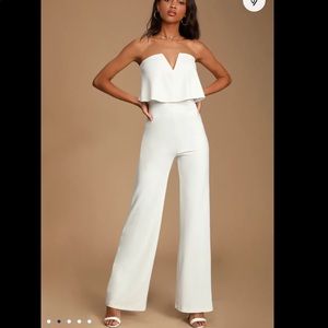 Lulus Power of Love Strapless White Jumpsuit